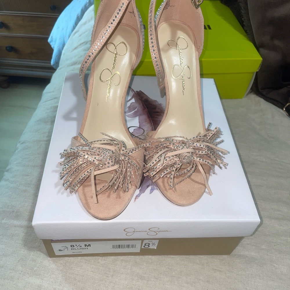 Jessica Simpson Blush Heels with Fringe Detail